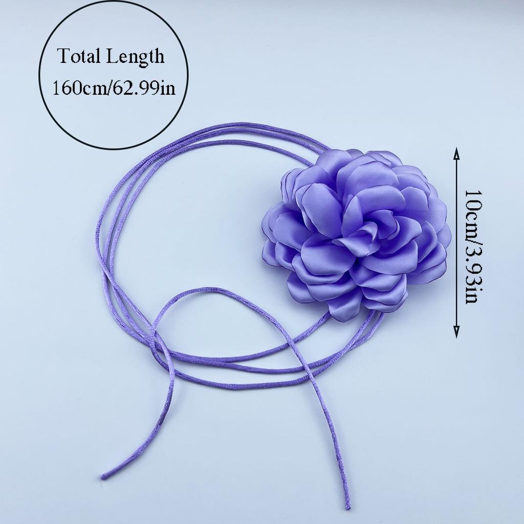 10Cm Satin Rose Necklace Three-Dimensional Adjustable Strap Waist Chain Necklace Dual-Use Jewelry