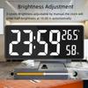Clock,Large Digital Wall Clock ,3 Level Dimmer Brightness, Led with Indoor Temperature and