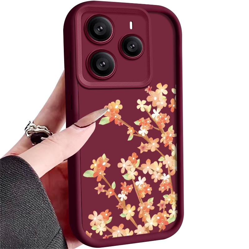 Orange Blossoms Floral Pattern Case For Xiaomi 14T 13T 11T Pro Funda Redmi Note 14 13 Pro 5G 4G 12 11 Shockproof Bumper Silicone Cover