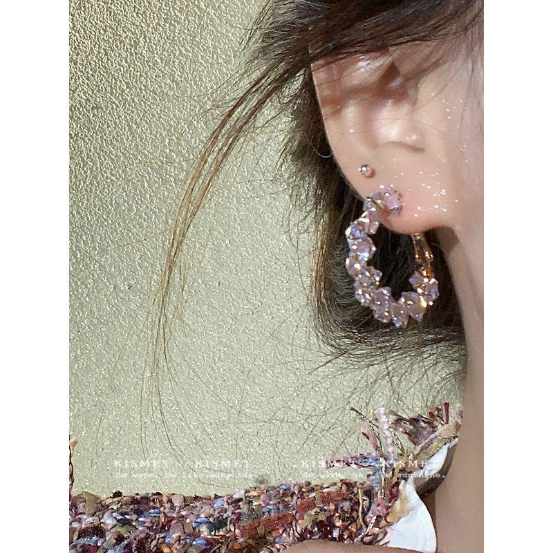 No Spirit, No Spirit ~ Flash Zircon Crystal Earrings 2025 New Arrival Best Selling Earrings Female Niche Style Temperament Entry Lux Ear Studs