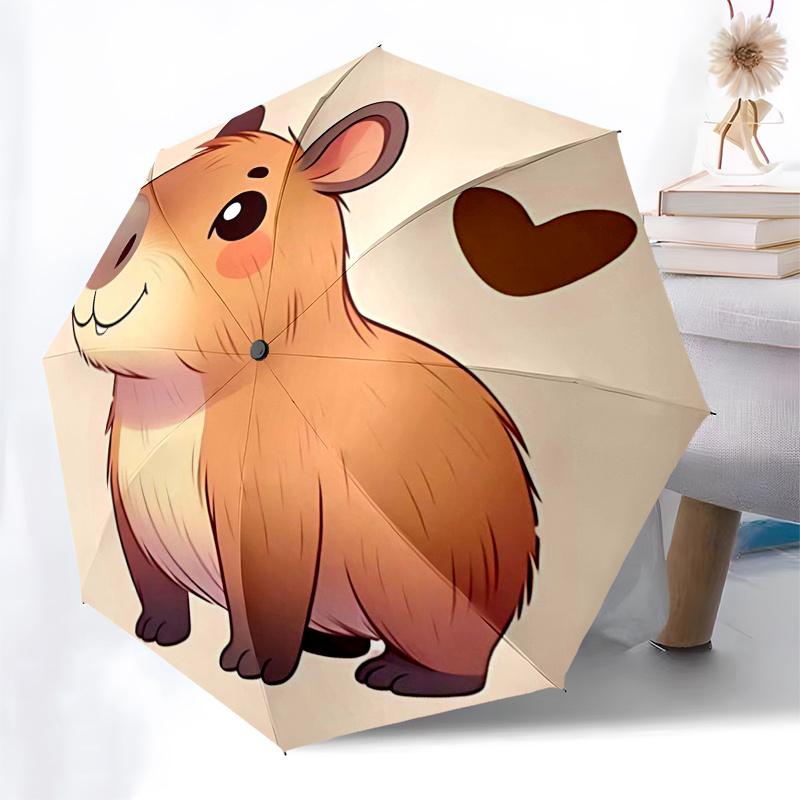 Capybara Themed Travel Umbrella-8 Ribs Automatic Opening and Closing, Portable Folding Design, Compact and Stylish Umbrella Suitable for Out