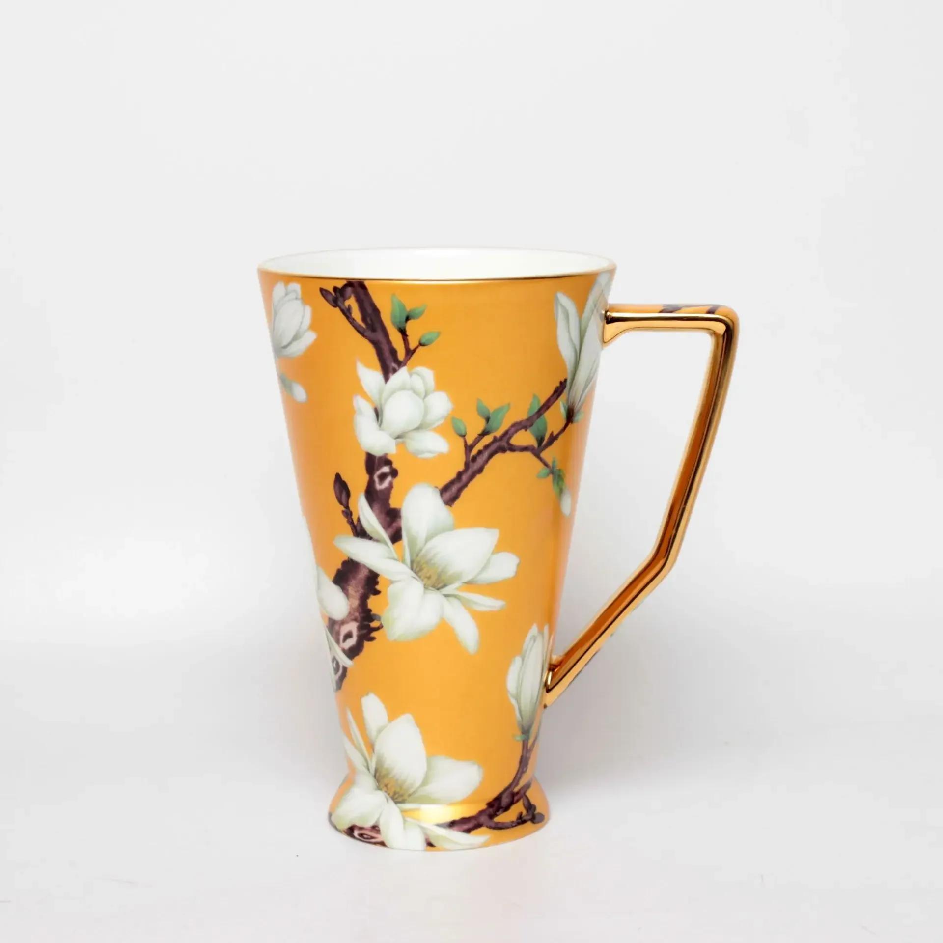 

Кружка из костяного фарфора, большая емкость для воды, новая китайская парная чашка, кофейная чашка с подарочной кружкой из Пномпеня, кофейные чашки 570ml жёлтый