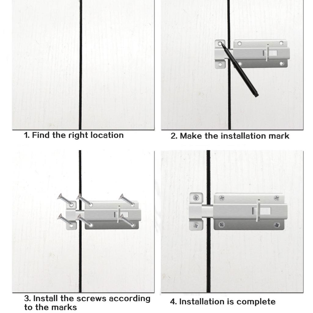Stainless Steel Door Bolt Latch 3 Inch Manual Slide Lock with Screws Silver Finish 2 Pack