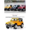 1/32 Scale Jeep Wrangler Rubicon Alloy Car Model Diecast Metal Toy Off Road Vehicles Sound Light Children Toy Trendy Display Ornament