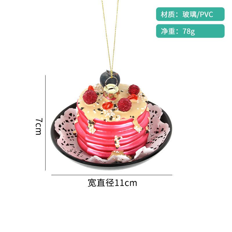 Christmas Decorative Creative Hand-Painted Glass Pendant Fun Cake/Drinks/Food Shaped Xmas Tree Hanging Ornaments New Year Gifts