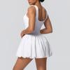 NEW Bare Feel Sports Dress with Pocket,anti-exposure,tennis Wear with Bra Pads,gym Suit,yoga,running, Sports Trends, Cycling Dress White