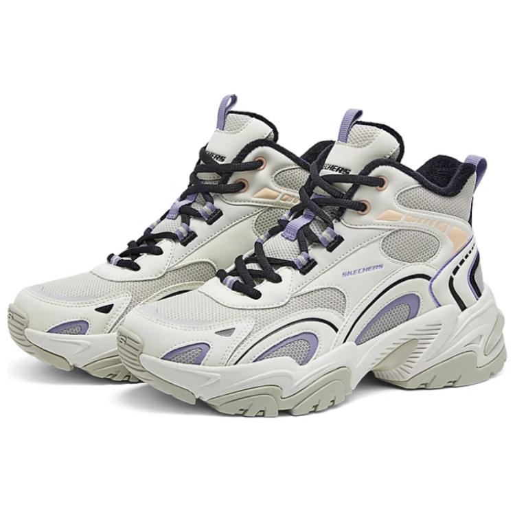 Skechers Sport Lifestyle Series Comfortable Versatile High-Top Casual Shoes Women Sneakers White Gray 168022-WGY