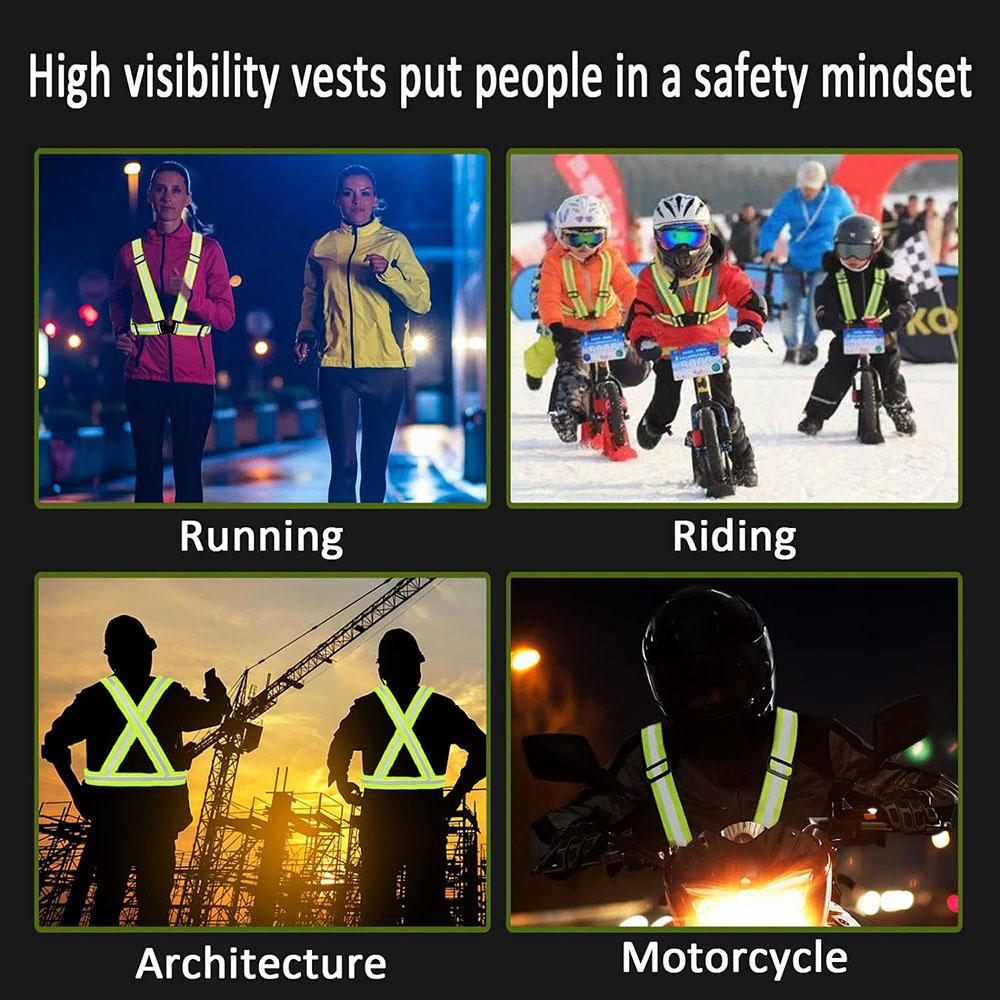 Reflective Safety Vests Lightweight Adjustable Elastic Vest Jacket Hi Vis Reflective Strips for Traffic Control Running Cycling