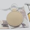 Round PU Leather Keychain with Metal Pendant - Custom Logo Printing Available