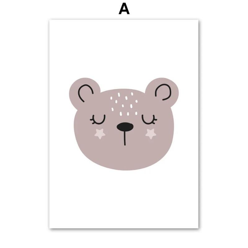 Rainbow Clouds Bear Rabbit Education Number Wall Art Canvas Painting Posters And Prints Wall Pictures For Baby Kids Room Decor