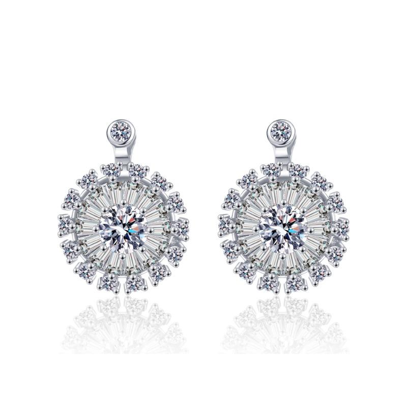 Stylish Rotatable Sun Flower Earrings Ring Set Full of Diamond Small Daisy Clavicle Chain