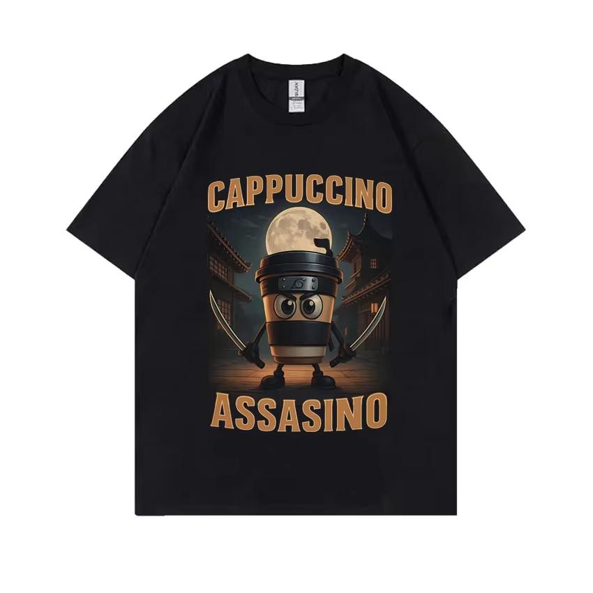 

Итальянская футболка Brainrot Cappuccino Assasino Funny Meme унисекс повседневная юмористическая футболка большого размера для мужчин и женщин винтажная хлопковая футболка M