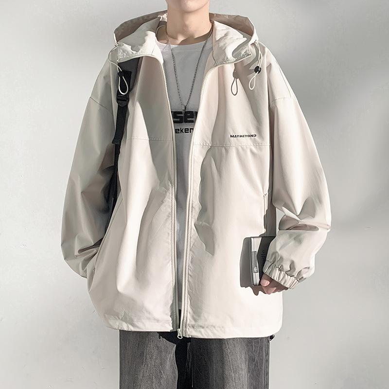 Men's and Women's Same Spring and Autumn Outdoor Waterproof Trend Fashionable Simple Versatile Hooded Elastic Jacket