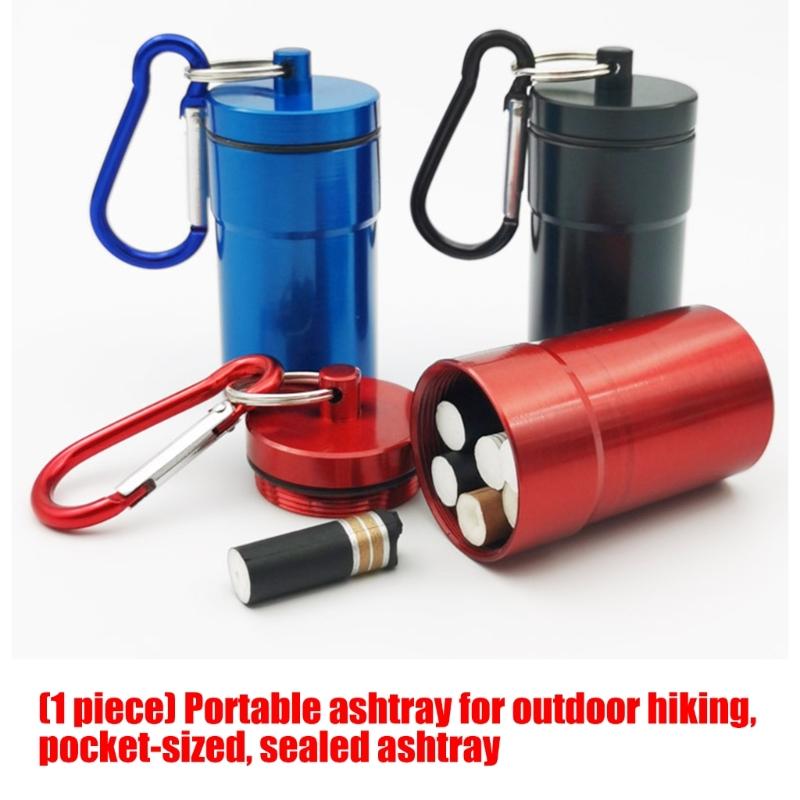 Aluminum Alloy Ashtray with Sealed Cover Hanging Hook OdorProof Holder for Travel Home Use Portable Small Item Container
