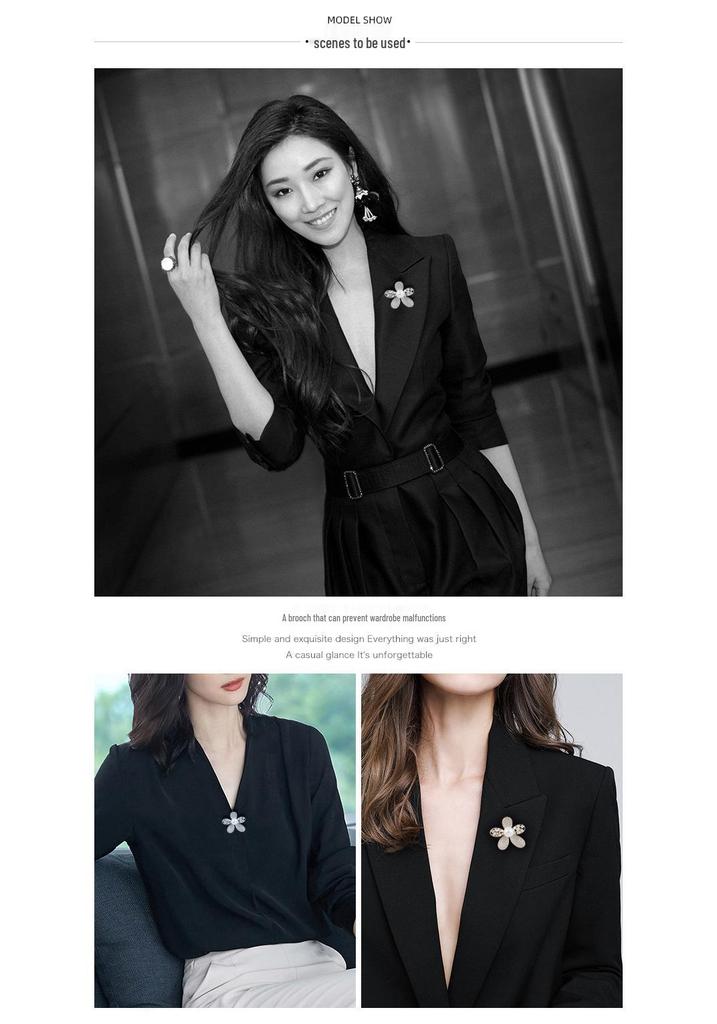 High-End Zircon-Inlaid Camellia Pearl Brooch for Women – Elegant Anti-Exposure Corsage Pin