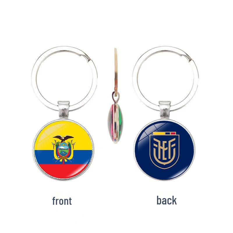 World Cup Top 32 National Flags & Team Emblems Double-sided Keychain