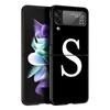 Phone Case For Samsung Galaxy Z Flip 3 4 5 Hard Black Folding PC Luxury For Samsung Z Flip3 Cover Initial Letter A Z Fashion