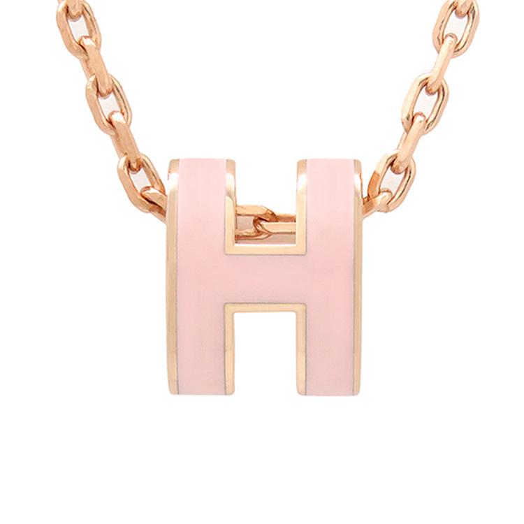 

Hermes Pop H Series Logo Design Gp Lacquer Necklace Women necklace Pink 113787800 Box+Shopping Bag
