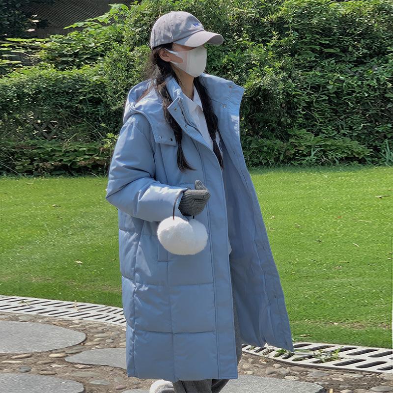 Down cotton jacket women's mid-length over the knee 2025 winter new thickened padded jacket Korean version student cotton jacket