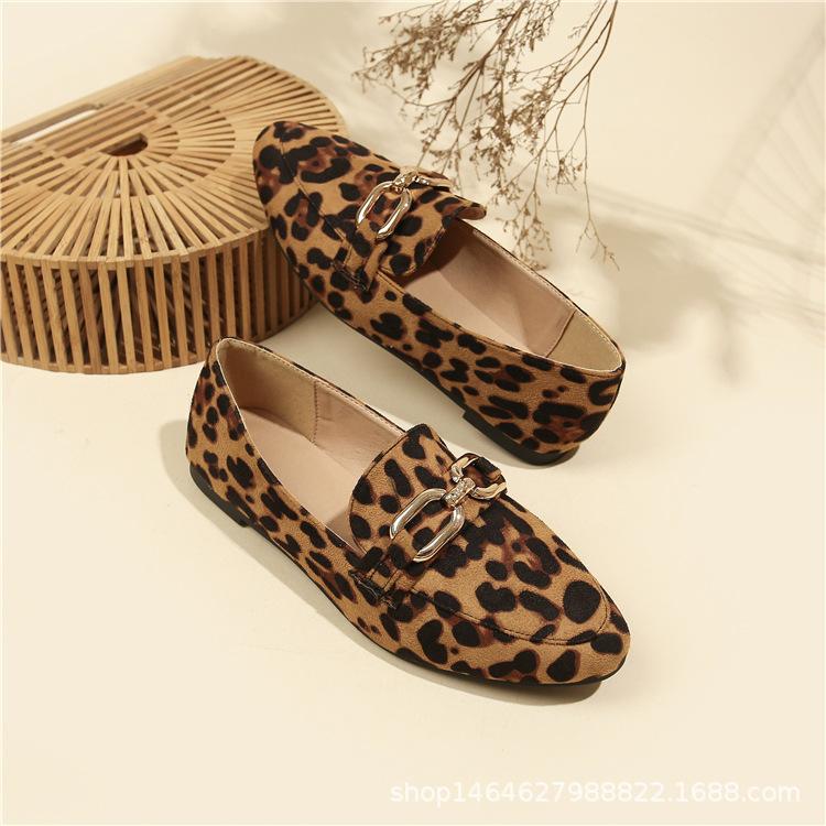Fashion leopard print casual soft sole single shoes women's casual shoes round head flat shoes women's autumn