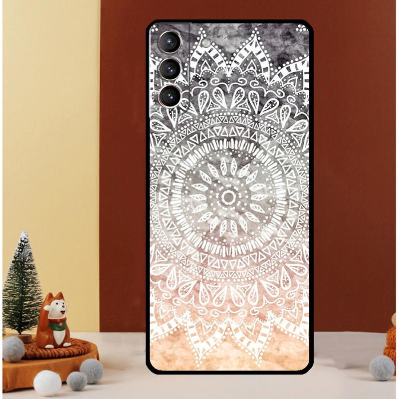 Elegant Mandala Floral Design Case For Samsung Galaxy S23 S24 Ultra S8 S9 S10 S22 Plus Note 10 20 Ultra S20 S21 FE Cover