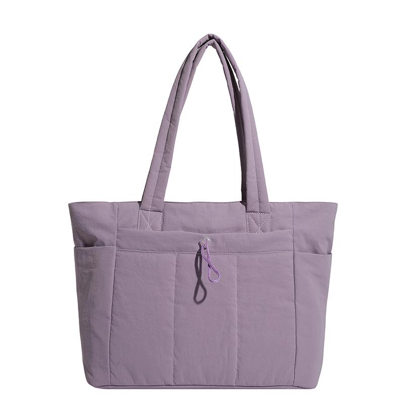 Large Capacity Nylon Tote Bag for Women Lightweight Shopping Shoulder Bag with Multiple Pockets and Zipper Closure for Daily Use