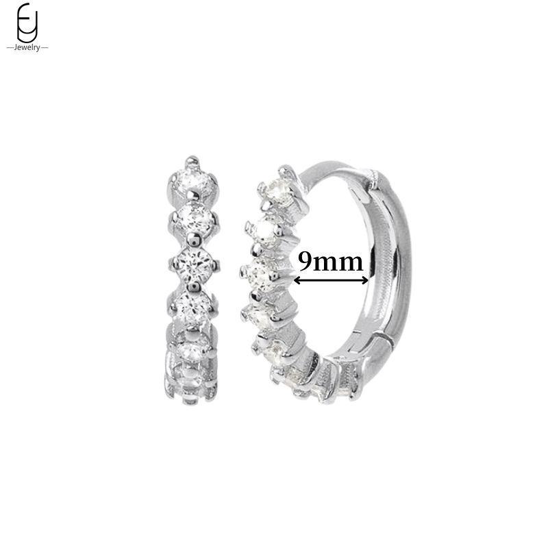 925 Silver Ear Buckles Fashion Hoop Earrings White Crystal Luxury Women's Earrings Wedding Women's Jewelry Premium Gift