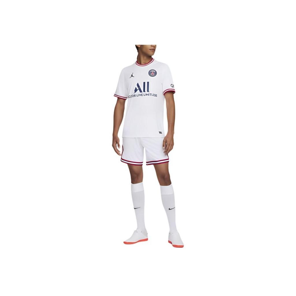 Jordan PSG Fan Edition 21-22 Season Short Sleeve Fourth Away Jersey Men Tops White DH7471-101