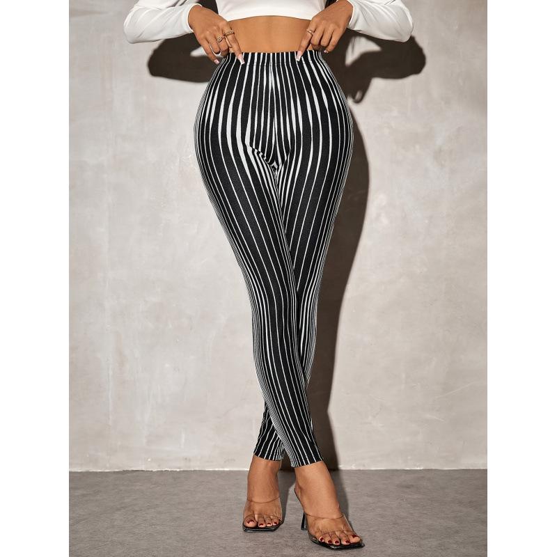 Striped Plaid Cropped Pants W62309 Double Extra Large чёрный