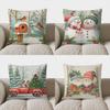 Home Decor Winter Birds And Mailbox Printed Pillow Cover Pattern Cushion Cover Suitable For Sofa Bedroom Car Pillow Cover
