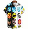 Summer Mask Printing Shirt Hawaiian Vacation Clothing Male Fashion Beach Style Shirt Daily Men's and Women's Shirt