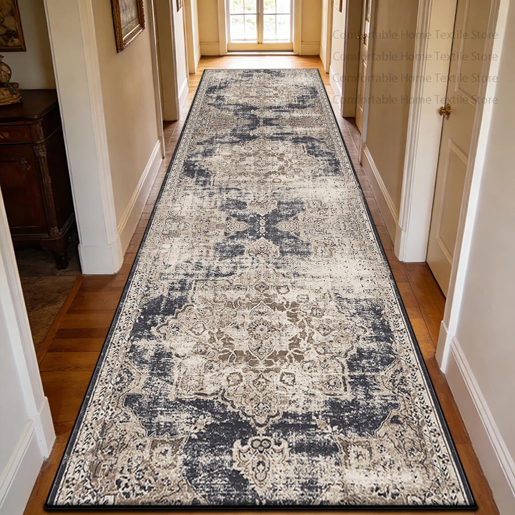 Luxurious European Patterns Long Corridor Carpet Decoration Doorway Stairway Antiskid Rug Easy Clean Lint-free Long Runner Mats
