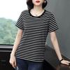 YYFS Women's Fashion Casual Summer Spring Stripe Print Short Sleeve O-Neck Blouses & Shirts