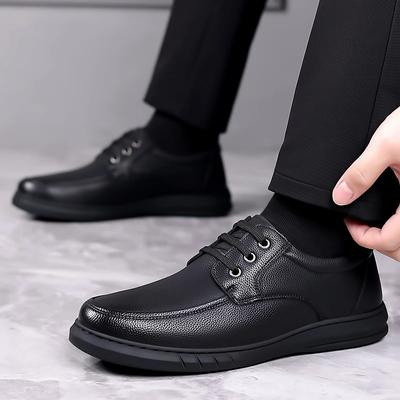 Schuhe für Herren 2024 Outdoor Basic Herren Leder Freizeitschuhe Täglich Niedriger Absatz Männlich Nähen Runde Zehenpartie Schnürung Weiche Sohle Herrenschuhe