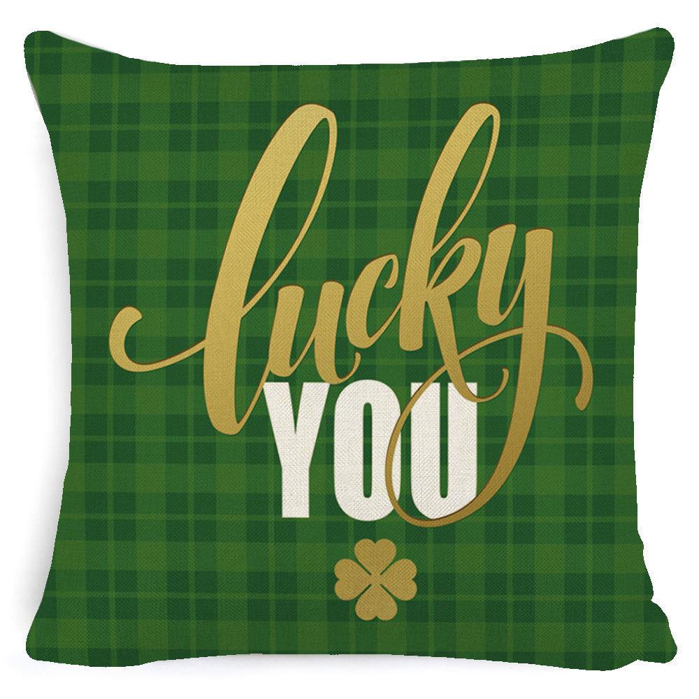 St. Patrick's Day European Holiday Four-leaf Clover Cushion Pillow Case Office Lumbar Support