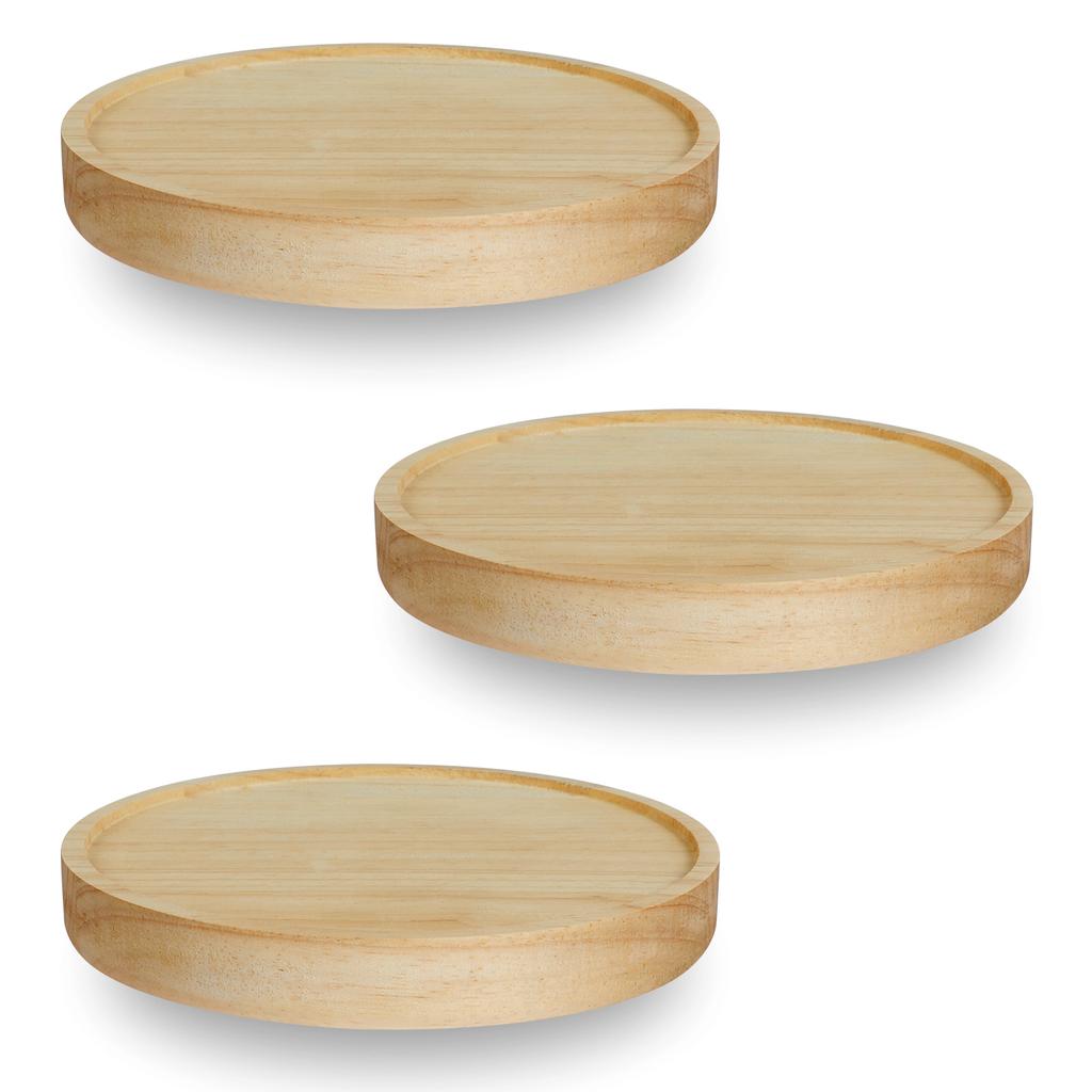 3/6 Stück Wandregal Set Eichenholz Rund Hängeregal Wanddeko Set Wandmontiertes Ausstellungs-Wandregal für Schlafzimmer Wohnzimmer