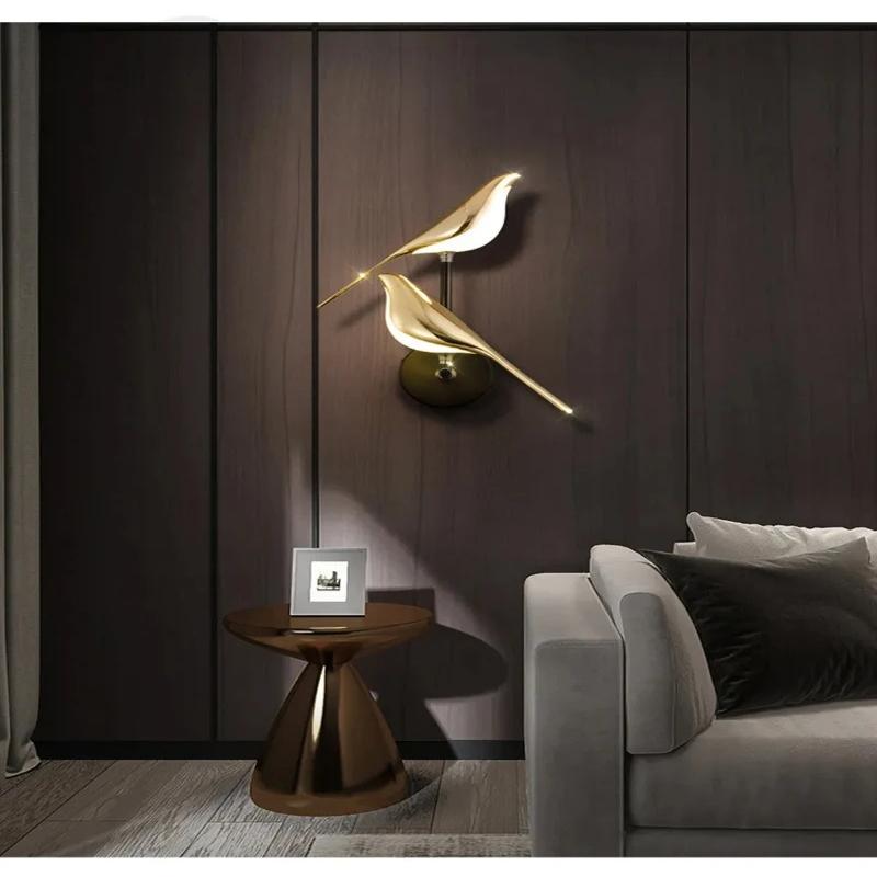 1 buc. Lumini de perete LED Pasăre Aurie Nordică Salon Bar Lămpi de perete Creative Aplice Noutate Dormitor Lampă de noptieră Decorare Sufragerie