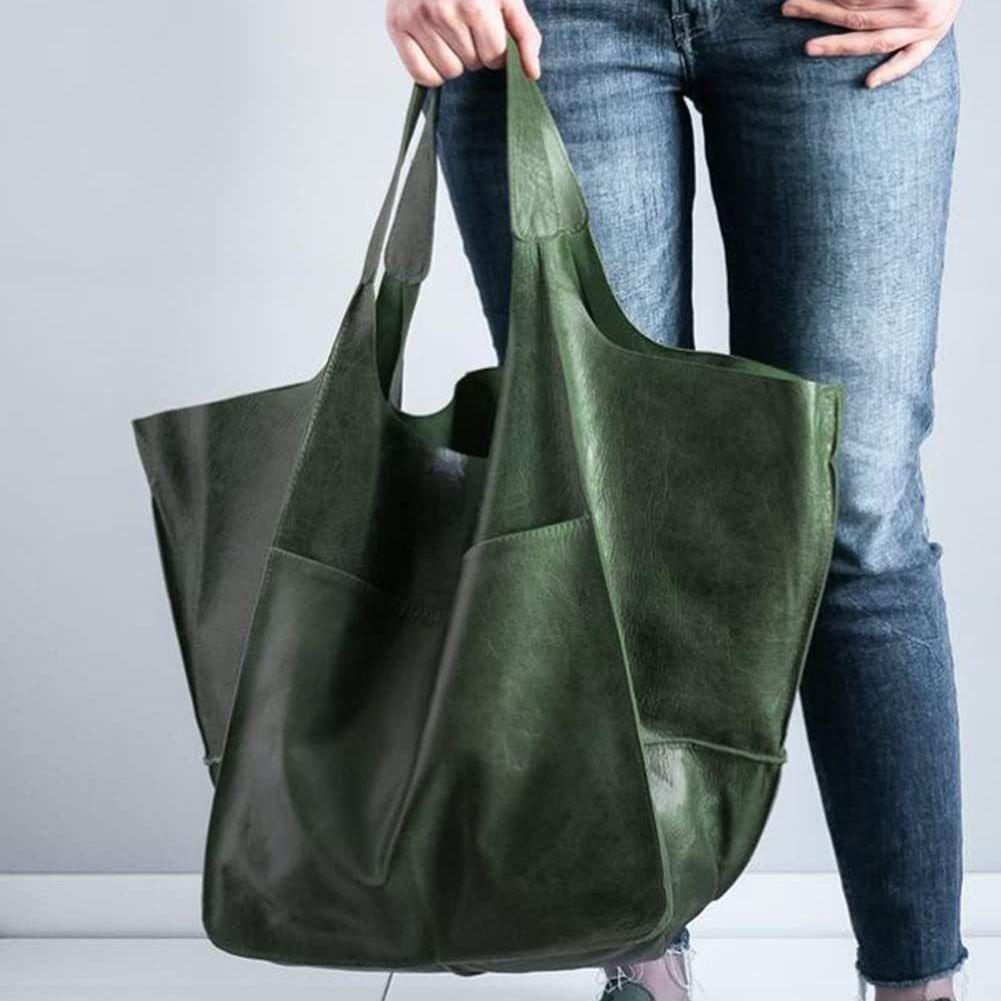 

Ретро Минималистичная Сумка-Тоут Большой Вместимости Сумка для Шопинга Модная Сумка на Плечо из Мягкой Кожи ПУ