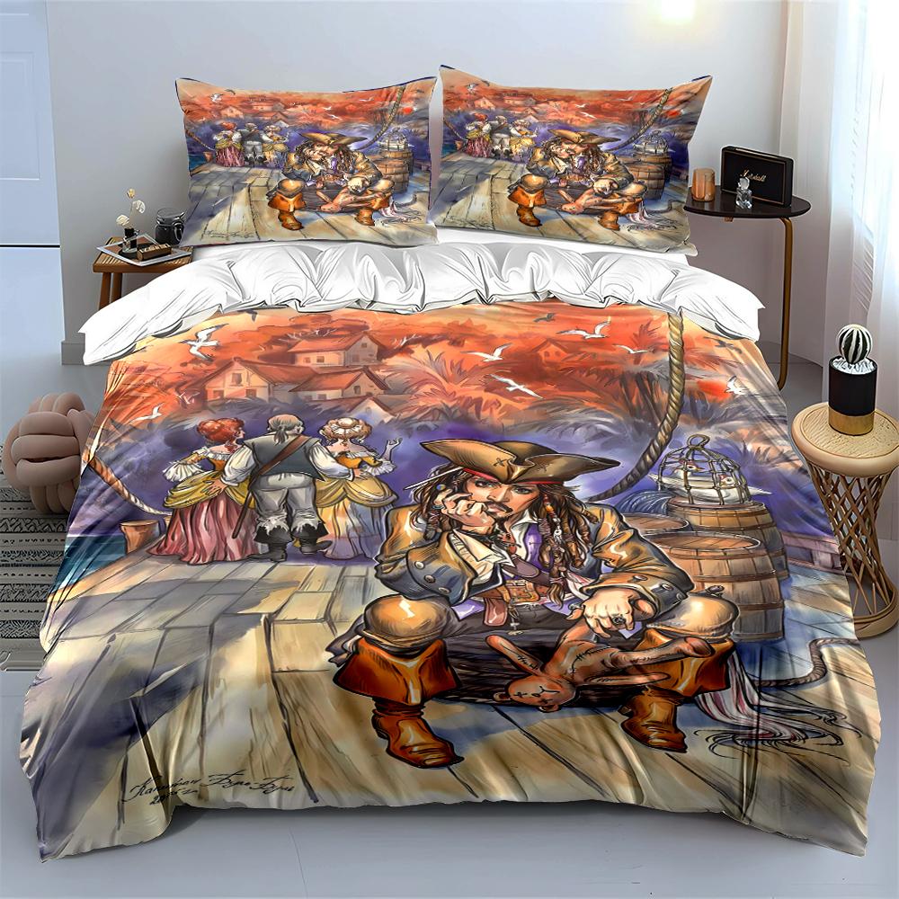 Pirate Cartoon Bedding Set with Artwork Bedding set (1 duvet cover, 2 pillowcases, duvet not included)