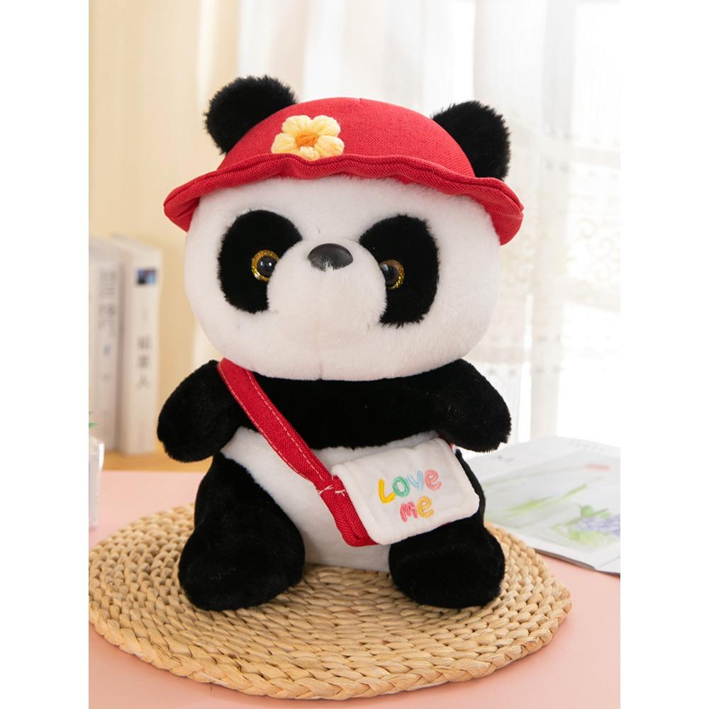 New Satchel Panda Doll Plush Toy Kids Birthday Doll Gift Cute Panda Ragdoll