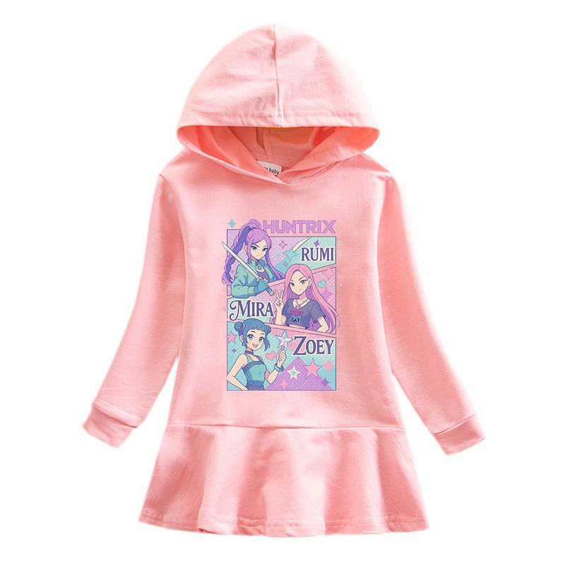 Mehrfarbiges Mädchen Kpop Rumi Zoey Mira Hunters Bedrucktes Kapuzenkleid