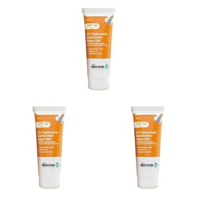 The Derma Co 1% Hyaluronic Sunscreen SPF 50 Aqua Gel, PA++++, Lightweight, No White-cast for Broad Spectrum - 30g (Pack of 3)
