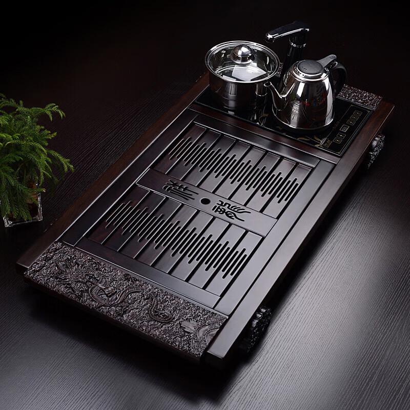 Chaxun Black Ebony Auspicious Dragon 4-in-1 Tea Tray Set