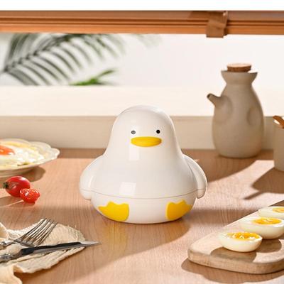 1/4 Œufs Dessin Animé Forme Canard Cuiseur Vapeur à Œufs pour Micro-ondes Facile Rapide Dur ou Mollet Outils et Accessoires de Cuisine