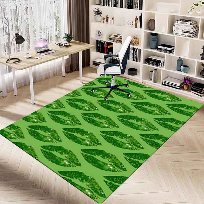 1PC Lips Green Extra Large Non Slip Floor carpet, Office, family, bedroom, Studio Large Area Rug Indoor Rugs, , Vibrant Colors