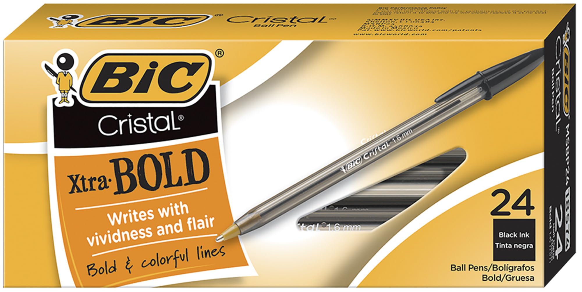 

Ручки шариковые BIC Cristal Extra Smooth, 24 штуки, чёрный
