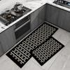Mat for Kitchen PVC Waterproof Floor Mats Leather Anti-oil Anti-slip Carpet Black Carpets Plaid Stripes Home Decoration Rug