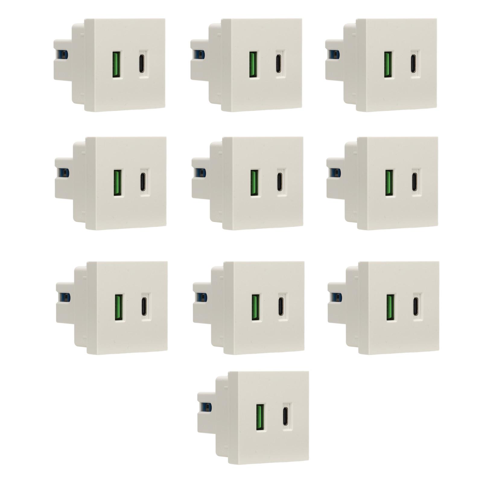 

10pcs USB Type C Wall Outlet Recessed Anti Reverse Insertion Function Fast Charging USB Type C
