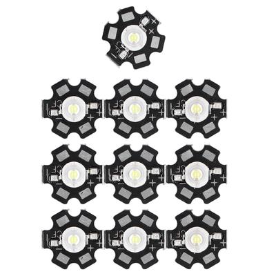 10PCS 1W LED Chip Highlight  Light Beads with Aluminum Base 6500k 90lm 20mm White Light
