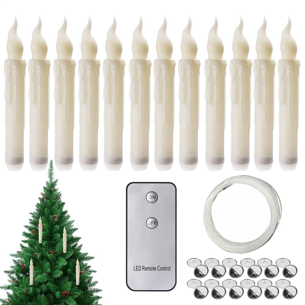 Floating LED Candles Remote Floating Flameless Candles Flickering LED Lanterns With Fish String Hook For Christmas Birthday